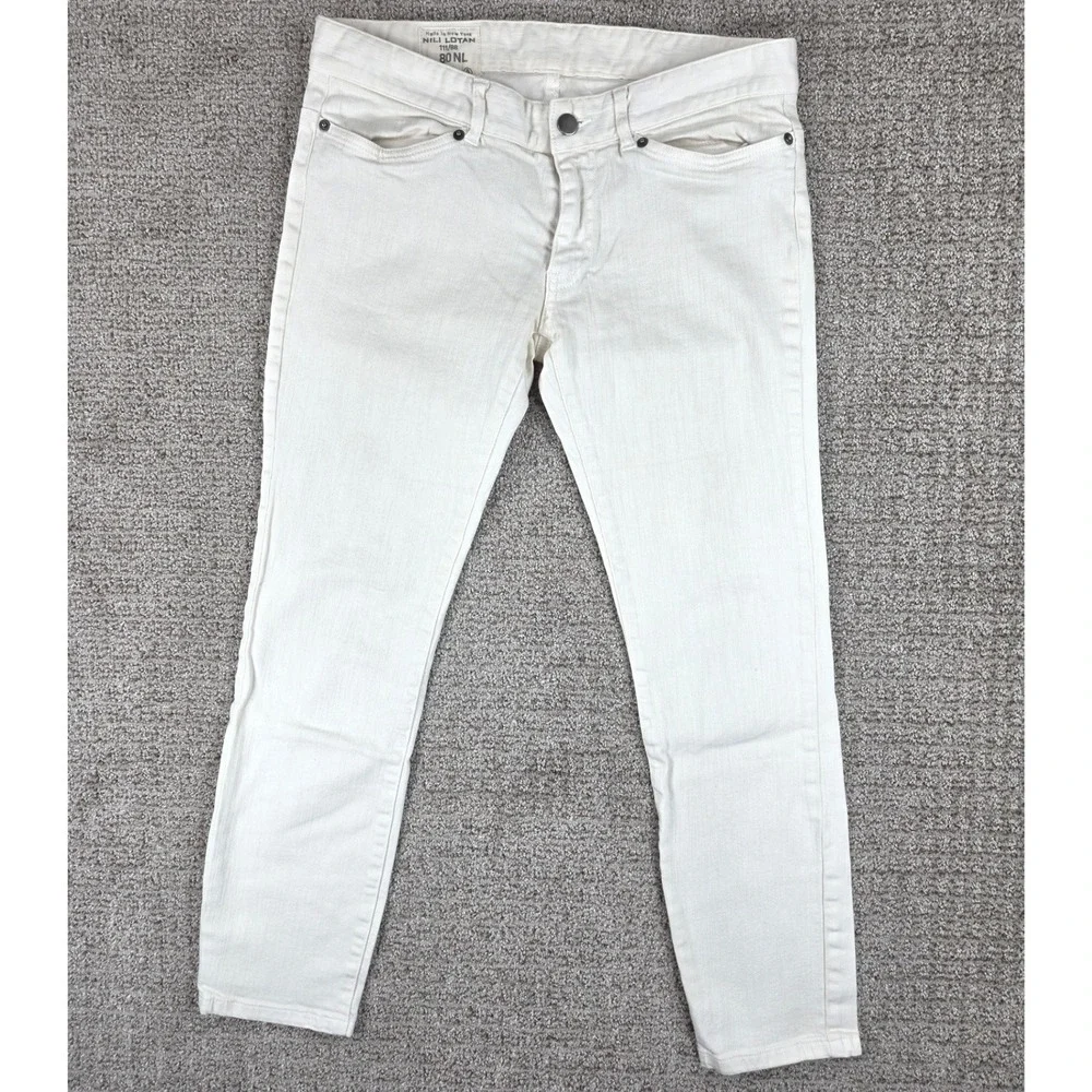 Nili Lotan 111/88 80NL White Straight Leg Denim Jeans Womens Made in USA Size 4